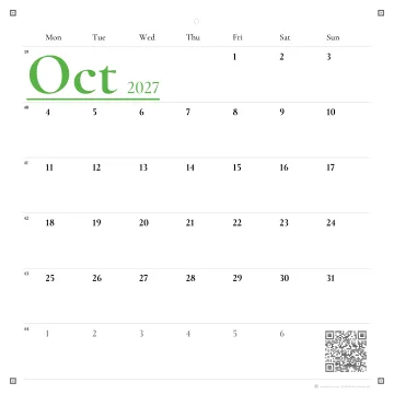 Garamond in green, SRA3 Square, One Month