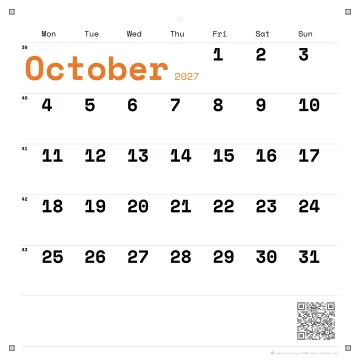 Space Mono in orange, SRA3 Square, One Month